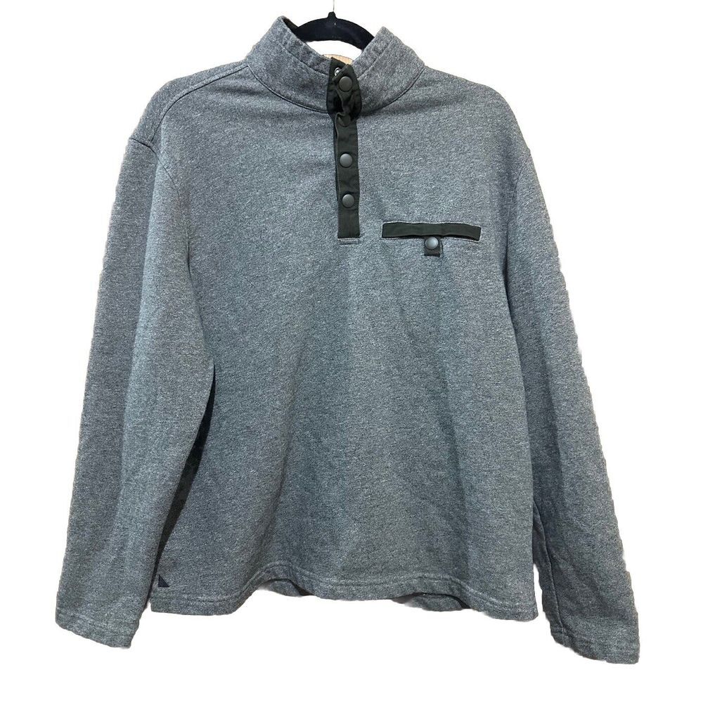 Untuckit Mens Parkson‎ Snap Fleece Pullover Size Large Gray And Green EUC 41232